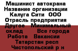 Машинист автокрана › Название организации ­ Калуга-Сити, ООО › Отрасль предприятия ­ Другое › Минимальный оклад ­ 1 - Все города Работа » Вакансии   . Татарстан респ.,Чистопольский р-н
